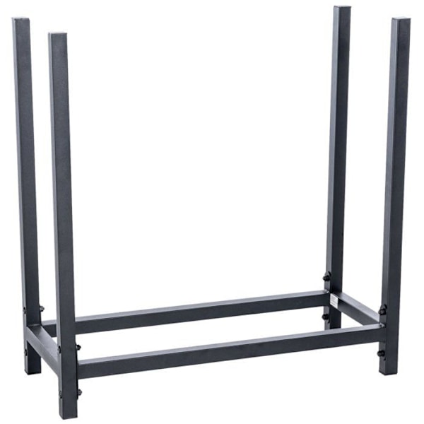 Lille brændeopbevaring hylde støtte til pejs i mat sort metal 62x60 cm 10_0003534 kastanj