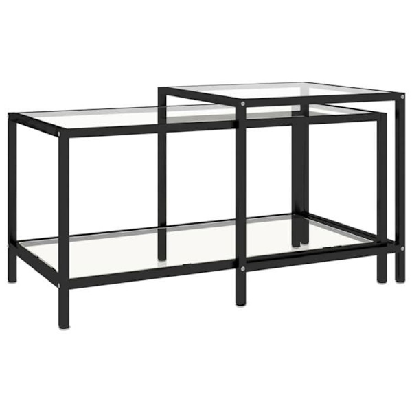 Set med 2 låga bord av transparent härdat glas och stål DEC032747 Transparent