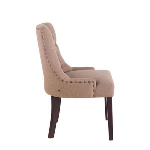 Spisebordsstol x1 antik design med polstring i taupe stof og 4 brune træben 10_0001951 kastanj