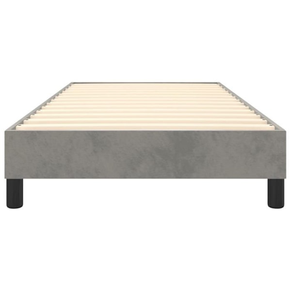 Sommier - TDL - 90x200 cm - Vaaleanharmaa sametti - 1 paikka - Lattiajouset - Jalakset mukana Ljusgrått