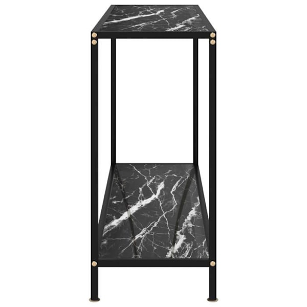 Funktionsdygtig konsolbord i stil 120 x 35 x 75 cm, hærdet glas med sort marmorudseende og stål DEC032105 Svart
