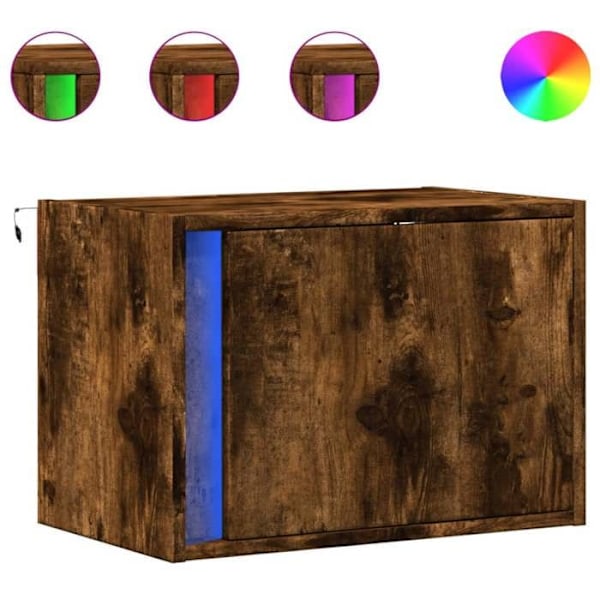 Set med 2 väggmonterade sängbord 50 x 31 x 35 cm med LED-lampor, fack med dörr DEC036134 Guld