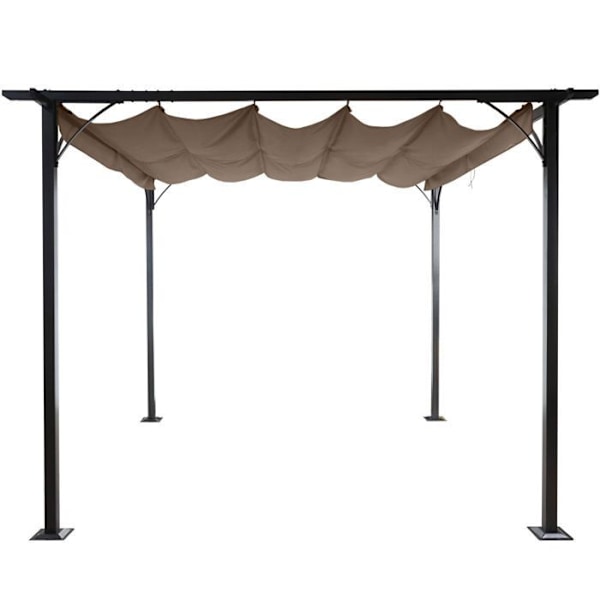 Pergola med skjutbart tak trädgårdspaviljong stabil struktur 6cm + skjutbart tak 3x3m brun taupe 04_0004115 kastanj