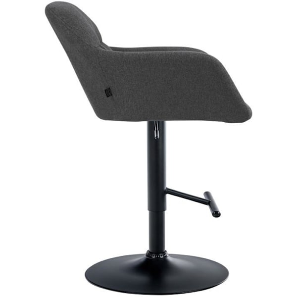 Baari stool korkea x1 360° kiertotoiminto tummanharmaassa kankaassa koristeompeleilla musta metallijalka 10_00052 Grå