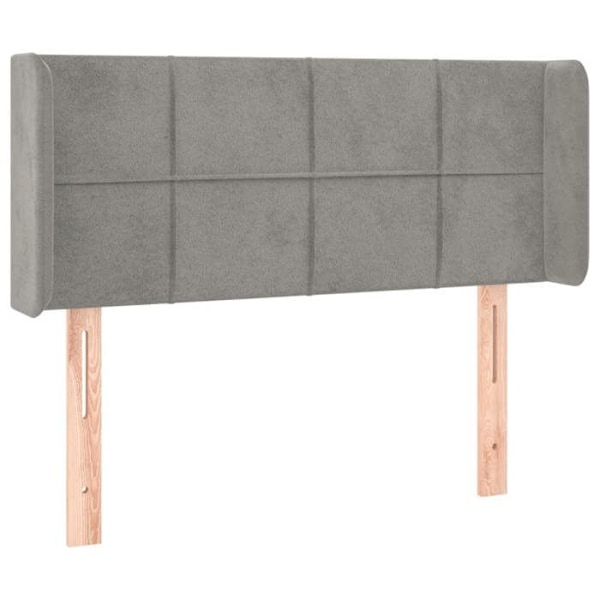 Hovedgavl til seng, tilbehør til soveværelse, møbel med sidekant 103 x 16 x 78/88 lys grå velour