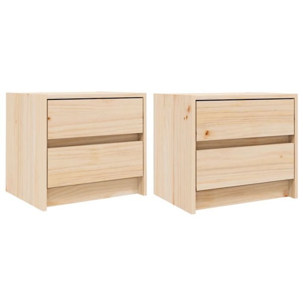 Sæt af 2 natborde med to skuffer 40 x 31 x 35,5 cm ubehandlet fyrretræ DEC034763 kastanj