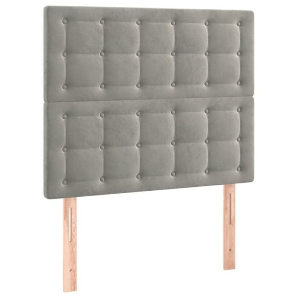 Hovedgærdet til soveværelse med LED-møbel 80 x 5 x 118/128 cm i lysegrå velour TDL0201278