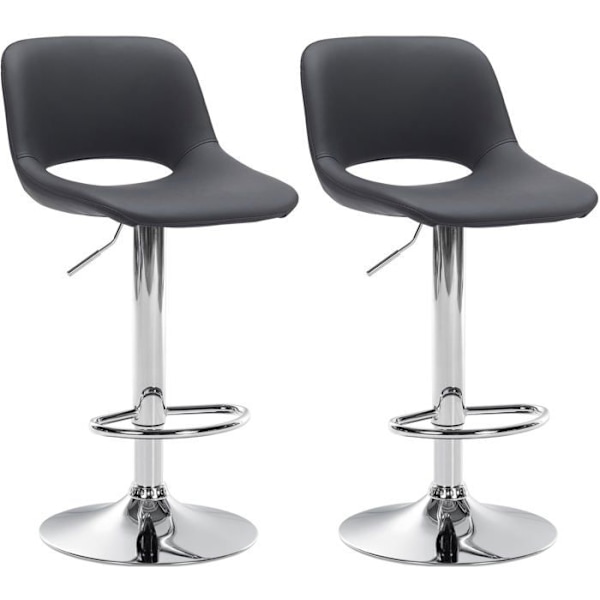 Barstole høje stole x2 med fodstøtte i sort PVC, metalben i krom 10_0004062 Metall