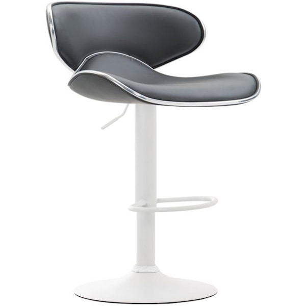 Barstole - Décoshop26 - Sæt af 2 - Moderne design - Mat hvid metal - Grå syntetisk sæde Vit