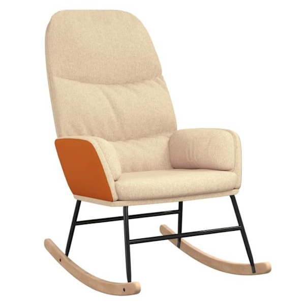 Relaxfåtölj med gungfunktion för vardagsrum i cremefärgad tyg och orange PVC DEC028888 Grädde