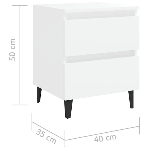 Sæt med 2 natborde med skuffer 40 x 35 x 50 cm hvidt ingeniørtræ DEC034929 Vit