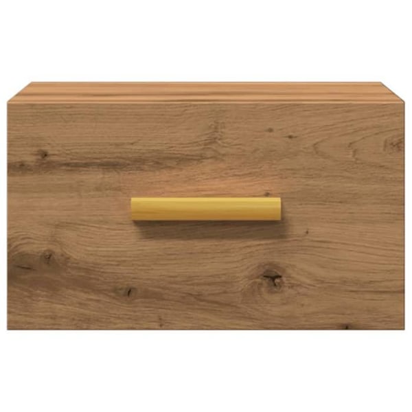 Væghængt natbord med skuffe 35 x 35 x 20 cm ingeniørtræ i egetræfarve DEC034245 kastanj