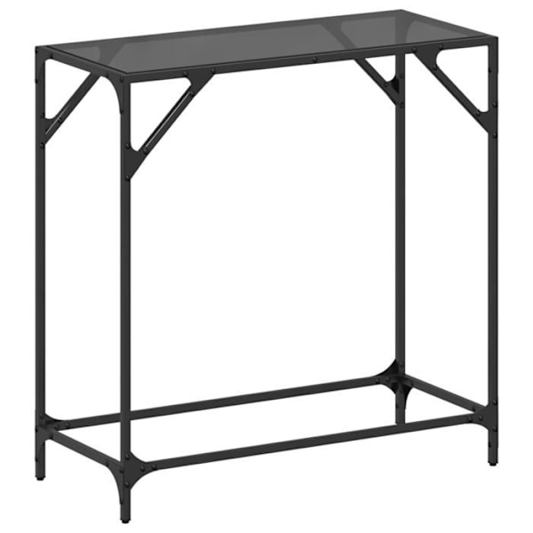 Konsolbord til entre møbel til stue 80 x 35 x 81 cm stål og sort glas DEC031342 Svart