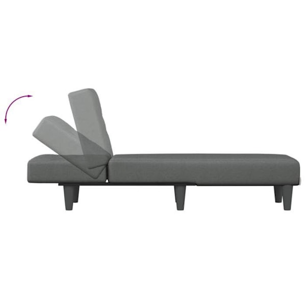 Meridienne chaise longue til indendørs brug i tre konvertible positioner i gråt stof DEC026178 Grå