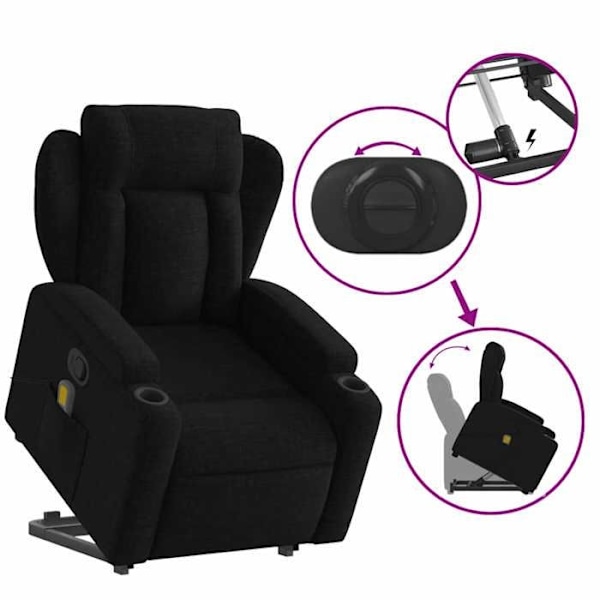 Massagedusch, elektriskt justerbar, svarts tyg, DEC027064 Svart