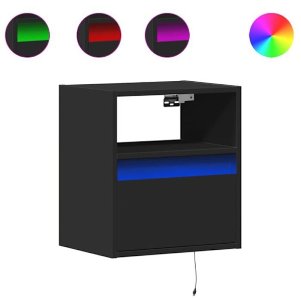 Seinänojatuoli LED-valoilla, joissa on laatikko ja musta MDF-osio DEC034205 kastanj