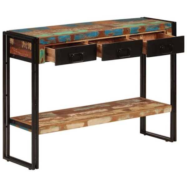 Pöytäconsole hyllyllä ja laatikoilla 110 x 30 x 76 cm värjätty kierrätyspuu DEC031516 kastanj