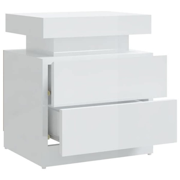 Sengebord med to skuffer 45 x 35 x 52 cm hvidt ingenieurtræ DEC033505 Vit
