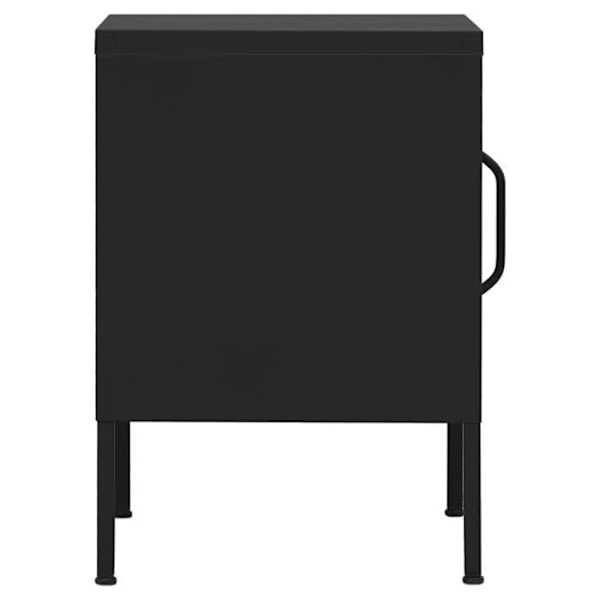 Sengebord med skab med dør 35 x 35 x 51 cm sort stål DEC034362 Svart