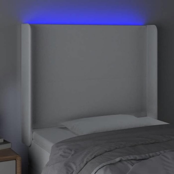 Sänggavel tillbehör sovrum möbel med LED 103 x 16 x 118/128 syntetisk vit