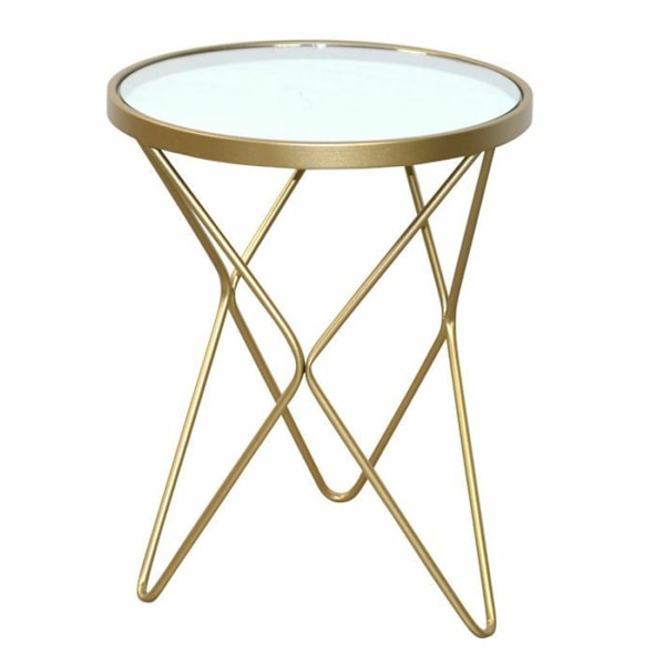 Sidoffsbord - Ej specificerat - Modernt - Rörchassi i stål - Guldpläterad glasplatta - Elegant design gyllene