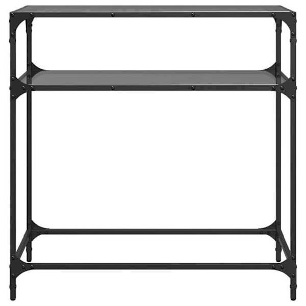 Konsolbord til entré, stuebord med hylde 80 x 35 x 81 cm i sort stål og glas DEC031343 Svart