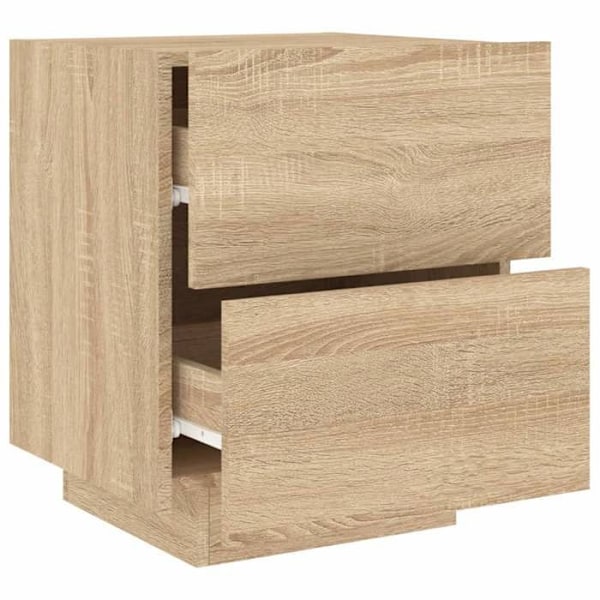 Yökaappi, jossa on laatikoita ja LED-valaistus, koko 45 x 40 x 55 cm, valmistettu engineering-puusta, tammen värinen DEC032772 kastanj