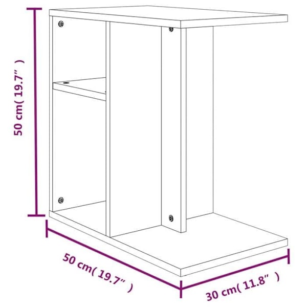 Side table for sofa end with storage compartments 50 x 30 x 50 cm engineered wood gray DEC032531 kastanj
