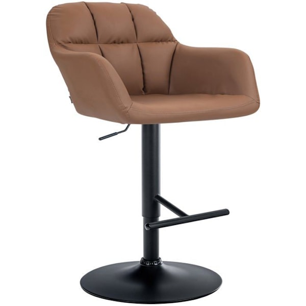 Barstol høj x1 med 360° drejefunktion i lys brun PVC med dekorative syninger, metalben i sort 10_00052 kastanj