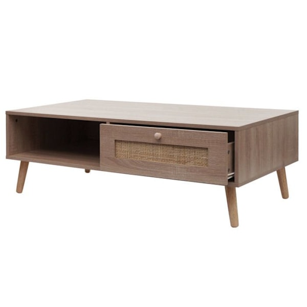 Kubo rattan puulaminaattinen sivupöytä laatikolla 37 x 110 x 59 cm tammilook 04_0008449 kastanj