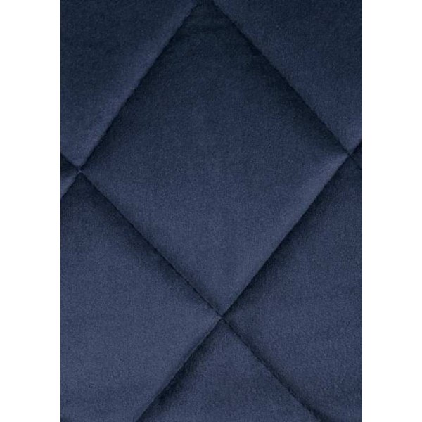 Barstol i blåt velour med dekorative syninger, roterende, metalstand i krom TDB10672 Blå