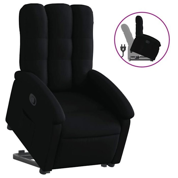 Fauteuil relax TV polstring komfortabel elektrisk løftefunktion i sort stof DEC028110 Svart