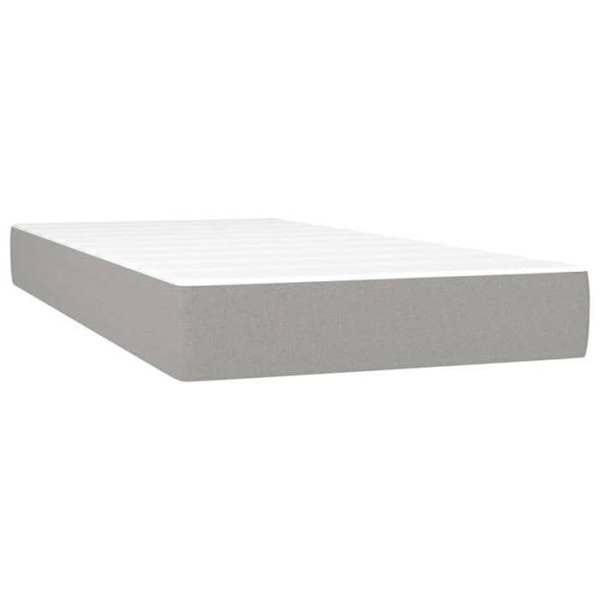 LED-sänkykehys, jossa on sängynpääty ja 90x200cm vaalea harmaa kangasmadrassi TDL0209443 Grå