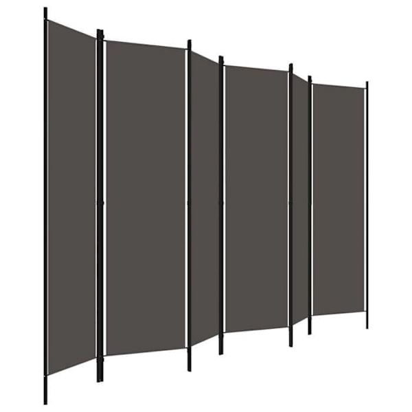 Kuuden paneelin huoneen jakava paraventti, koko 300 x 180 cm, antrasiitti kangasta ja metallia DEC031035 Metall