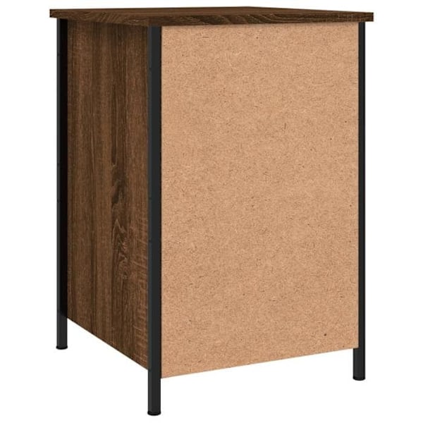 Sæt med 2 natborde med skuffe og dør 40 x 42 x 60cm ingeniørtræ i brun og metal DEC035864 kastanj