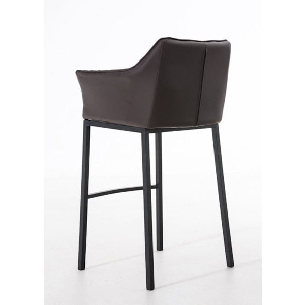 Barstol høj stol til skranke, firkantet design, sæde i brunt PVC, stabil 4-fods stål i sort 10_0004686 kastanj