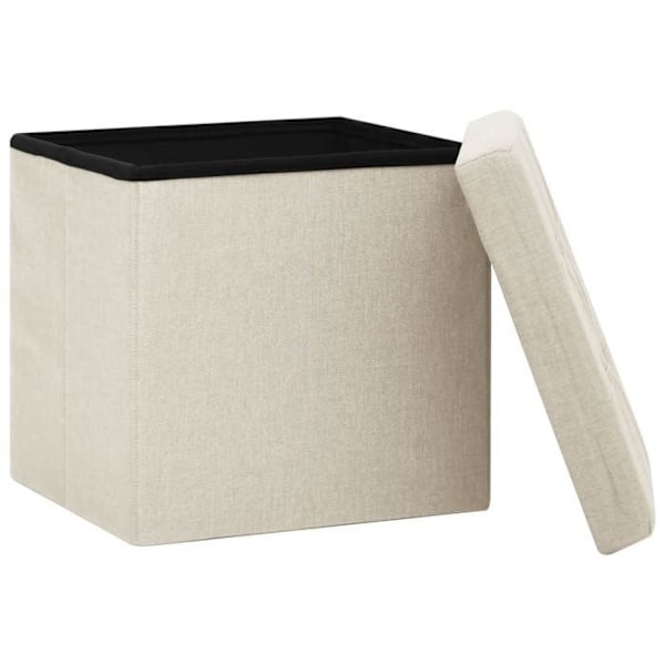 Fällbar förvaringspuff 38 x 38 x 38 cm i vit krämig tyg DEC026342 Vit