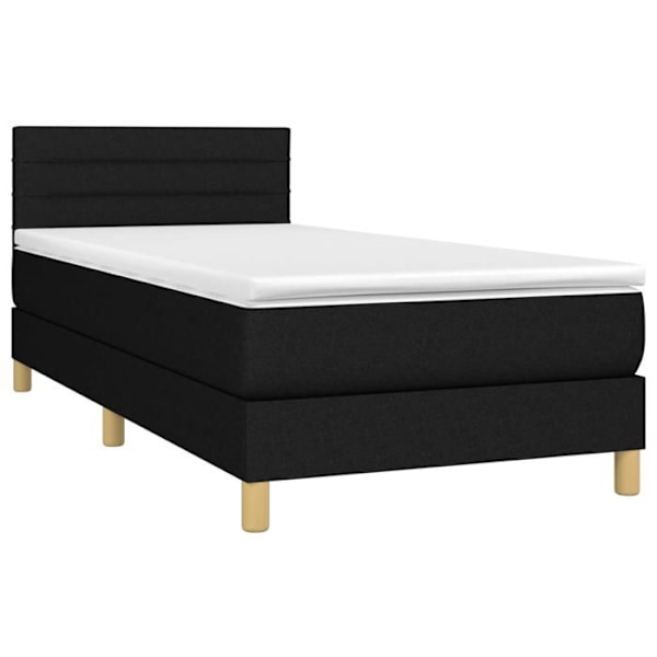 Sengebund - TDL - 80x200cm - Sort stof - LED - 1 plads Svart