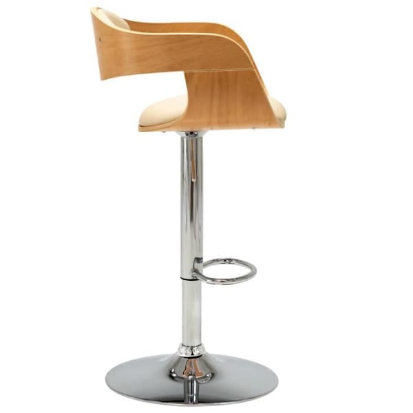 Barstol x1 retro høj stol i bøgetræ og creme PVC samt stål DEC029461 kastanj