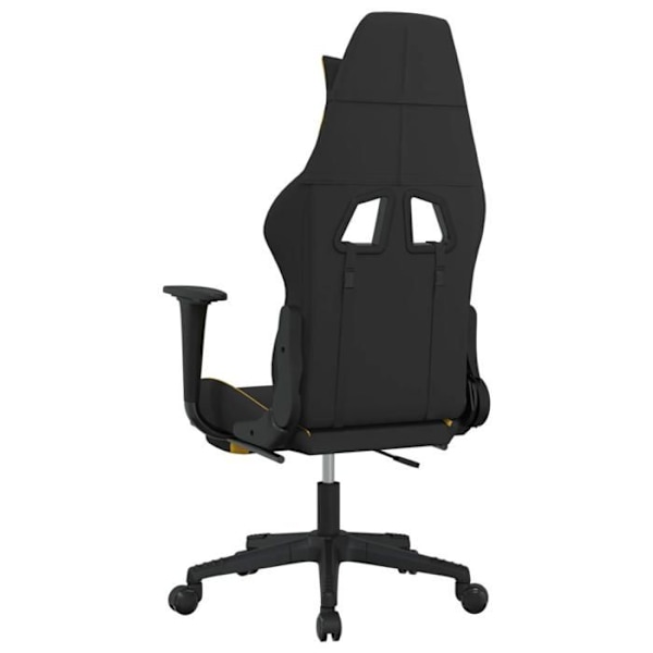 Kontor stol gaming med lændepude og fodskammel i sort og gul stof DEC025840 Gul