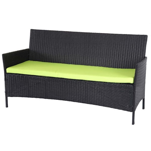 3-paikkainen puutarhapenkki 154 cm anthracite polyrottinkia, vihreät tyynyt 04_0001102 Grön