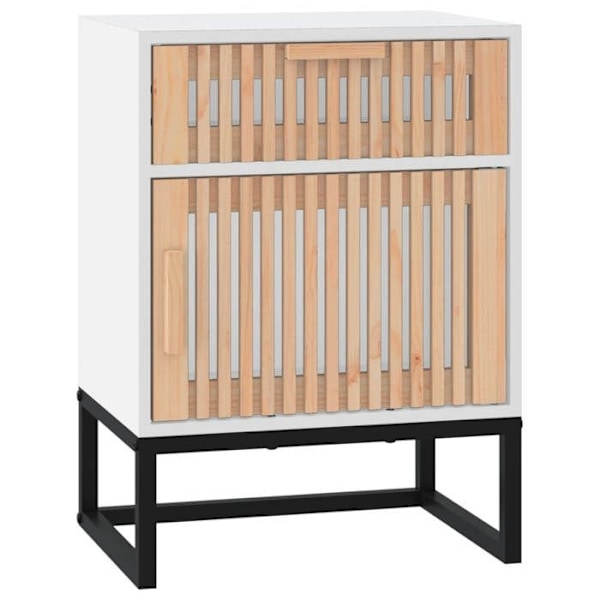 Sæt af 2 natborde med skuffe og rum med dør 40 x 30 x 55,5 cm ingeniørtræ og jern DEC035780 kastanj