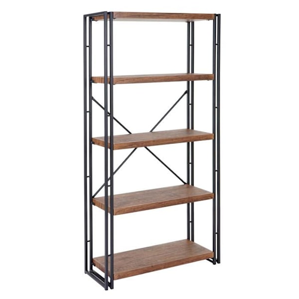 Bibliotek reol til opbevaring dekoration stue 165x80cm 5 niveauer udseende af vild eg 04_0001325 Guld