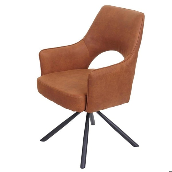 Brown suede look fabric swivel dining chair 04_0006333 kastanj
