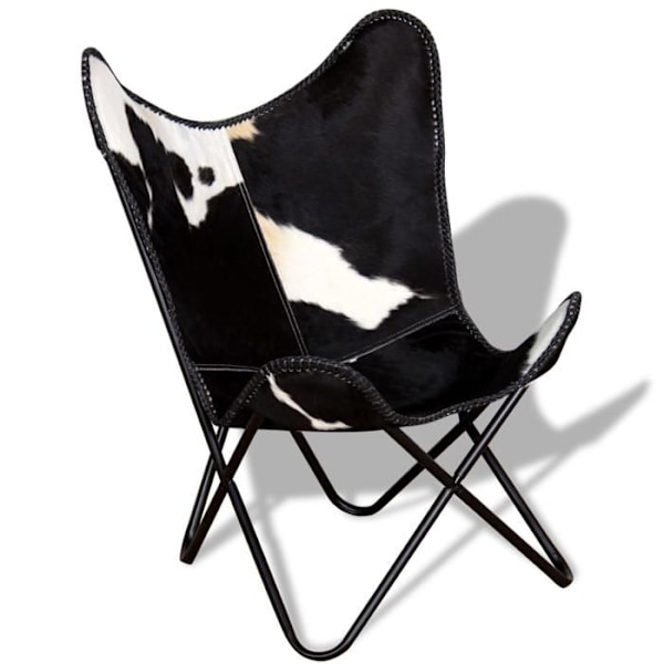 Moderna design lounge stol fjäril svart och vitt svart läder DEC026797 Vit