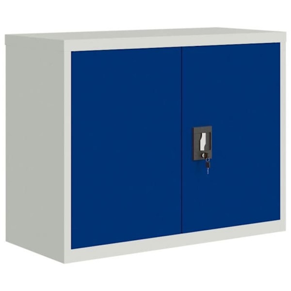 Caissons à tiroirs meuble de bureau avec portes verrouillables 90 x 40 x 70 cm en acier gris clair et bleu DEC024550 Blå