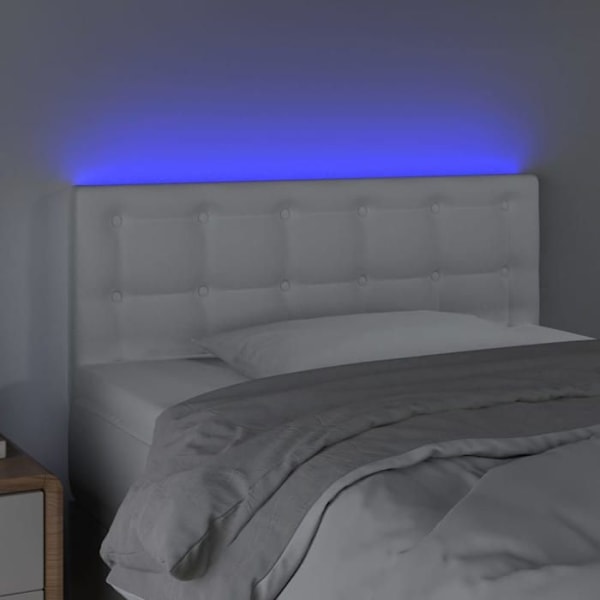 Hovedgærde - LED - Hvid - 100x5x78/88 cm - Syntetisk læder - Moderne - Design Vit