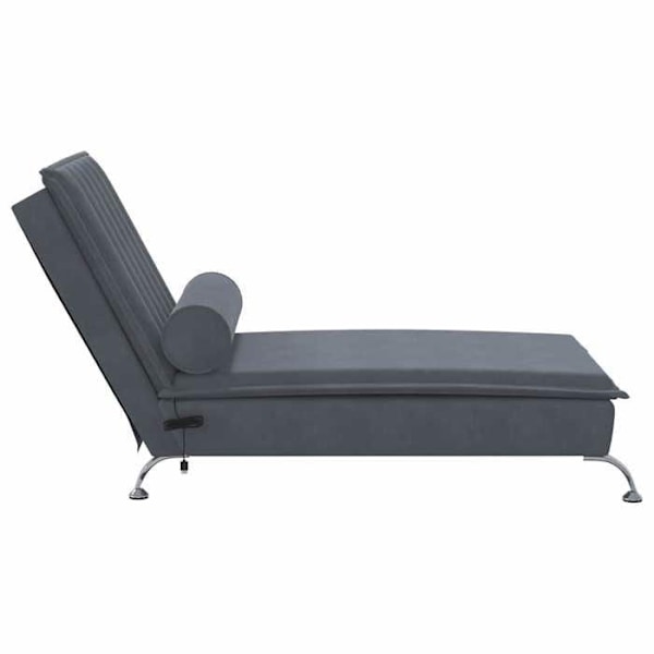 Meridienne chaise longue för inredning av massage med mörkgrå kudde i grå sammet DEC026151 Grå
