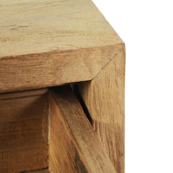 Sæt med 2 natborde med skuffe 40 x 30 x 50 cm massiv teak og smedet jern DEC034759 Guld