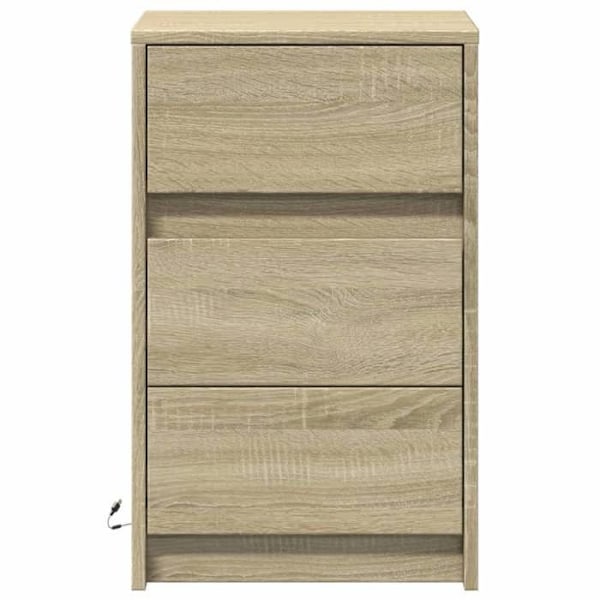 Natskab med skuffer og LED 38 x 34 x 61 cm iingeniørtræ i egetræsfarve DEC032775 kastanj